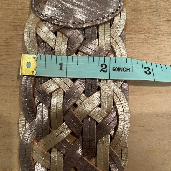 Linea Pelle VTG Boho Leather Metallic Braided Belt Boho Hipster Gypsy casual M - Picture 9 of 10
